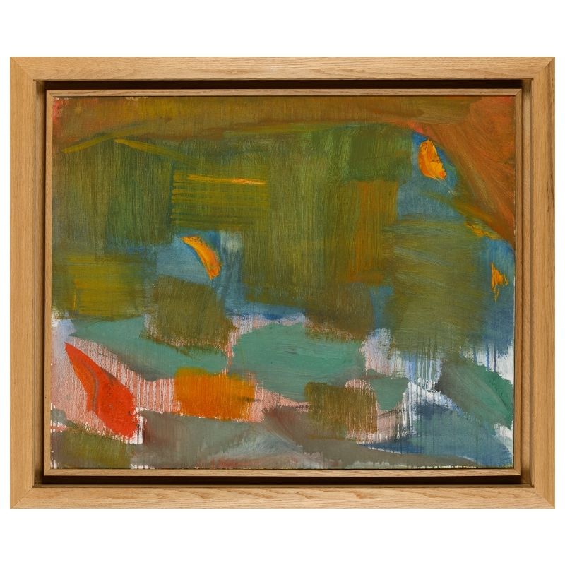208E_OlivierDebré_PaysageColorisOrangeetVert_Huilesurtoile_80x99x2cm_1960 - Éric Brugier - marchand d'art - gestion de collection