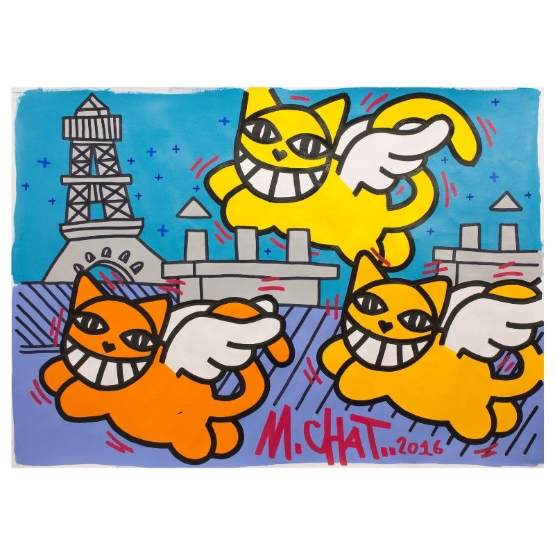 50E MChat 50x70cm 2016 acrylique sur papier