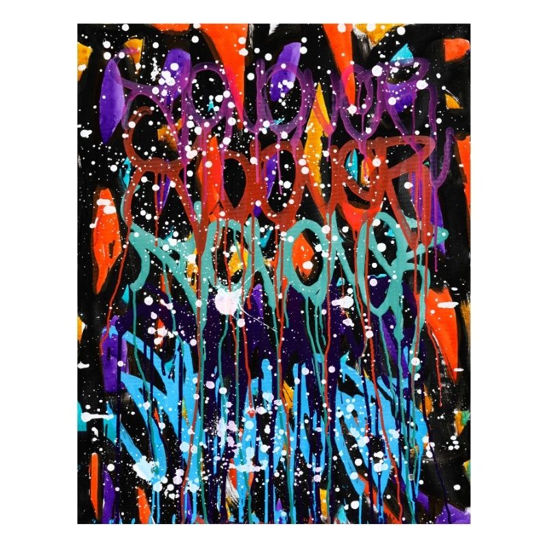 61E-2020-This Way, That Way, acrylique et encre sur toile, 83 x 63 cm_JonOne_2020_Repro_203 - Eric Brugier - marchand d'art - gestion de collection