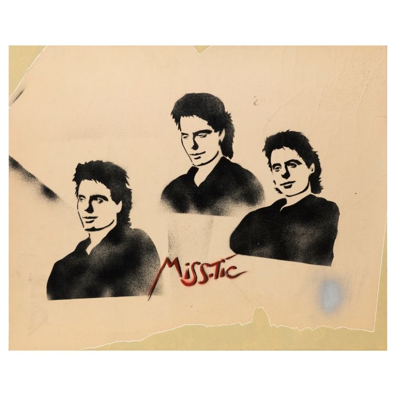 Miss.Tic pochoir et arrachage sur toile 81x100cm - Eric Brugier - marchand d'art - gestion de collection