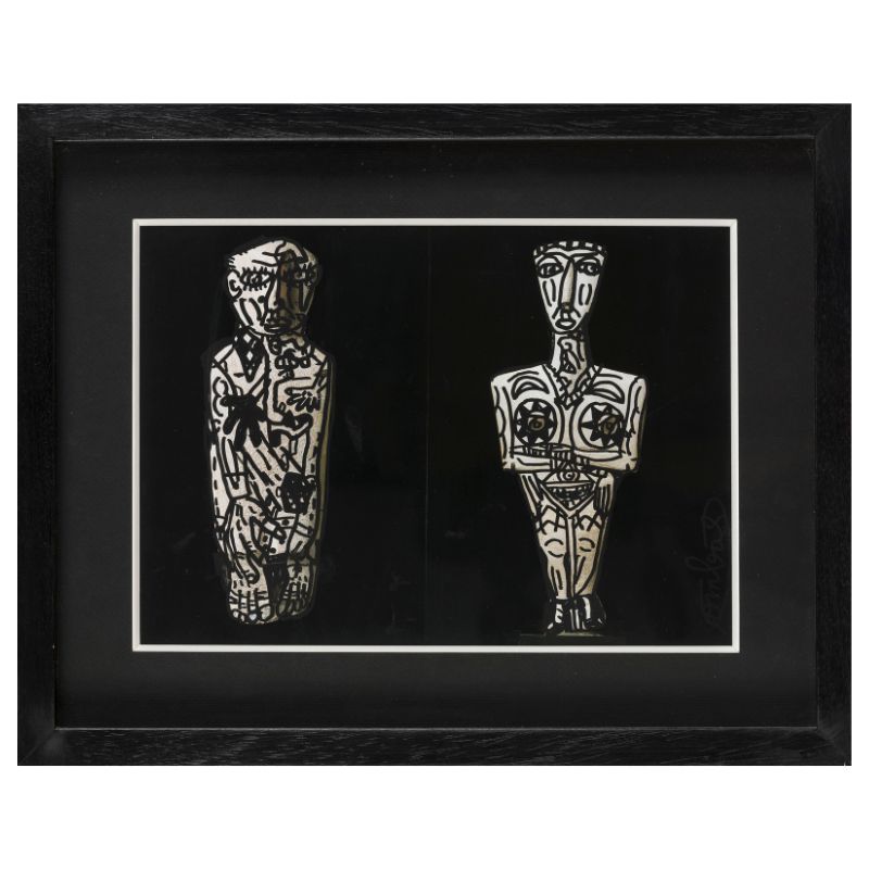 Robert Combas acrylique sur cartonette 20 x30 cm inscrit aux archives - Éric Brugier - marchand d'art - gestion de collection