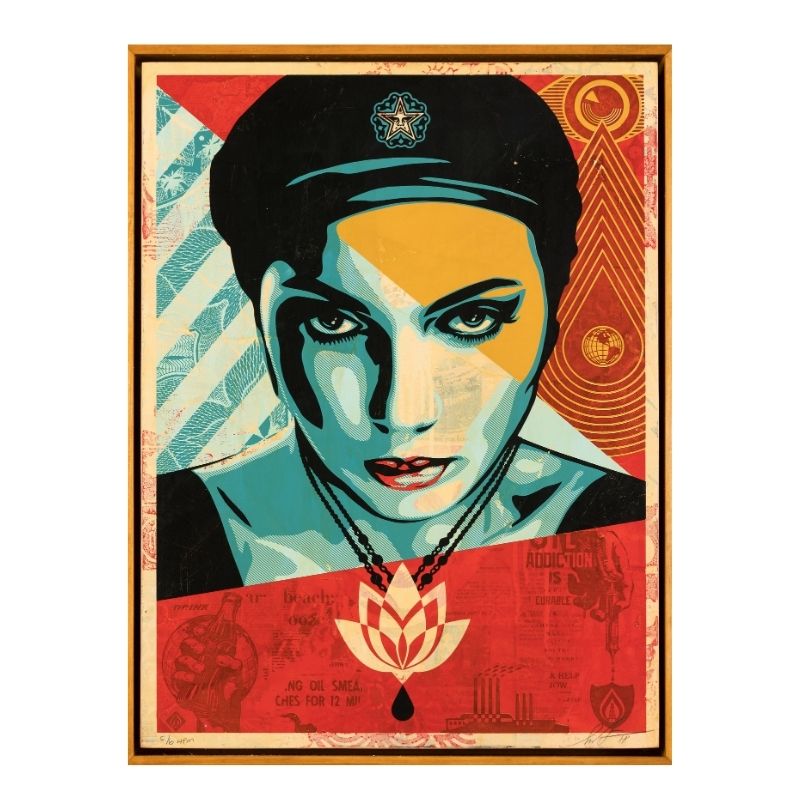 Shepard fairey 61x50 cm HPM unique -Eric Burgier-marchand d'art-gestion de collection