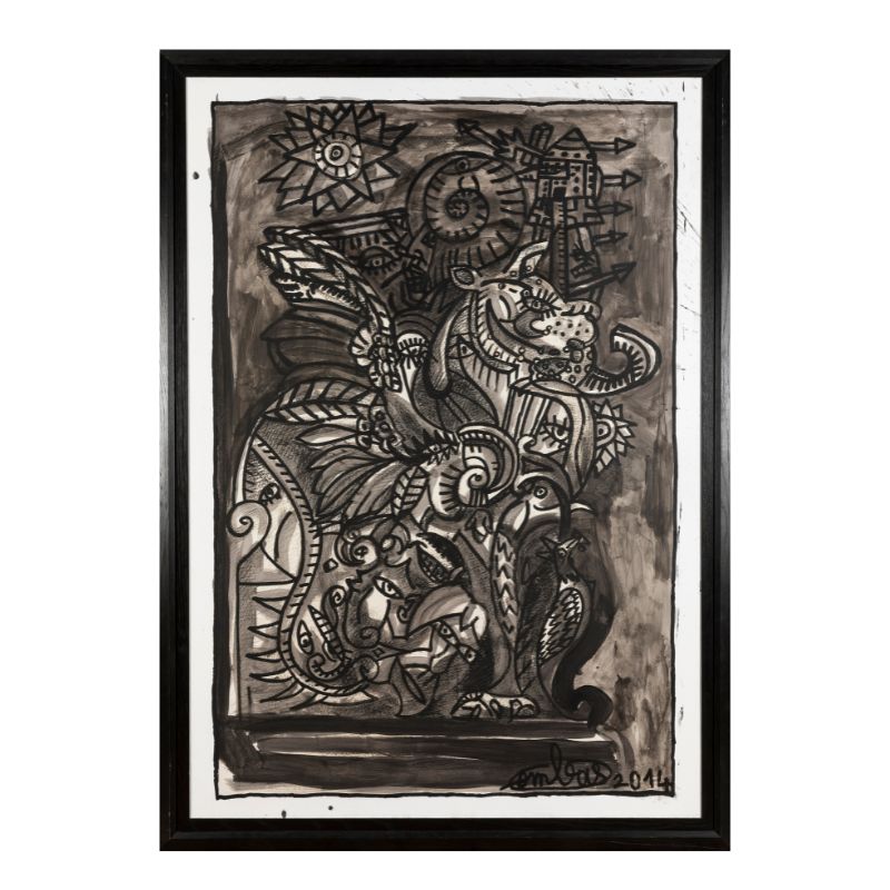 robert Combas acrylique sur toile format 195 x 134 cm 2014- Éric Brugier - marchand d'art - gestion de collection