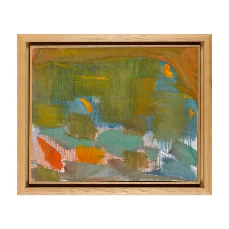 208E_OlivierDebré_PaysageColorisOrangeetVert_Huilesurtoile_80x99x2cm_1960 - Éric Brugier - marchand d'art - gestion de collection