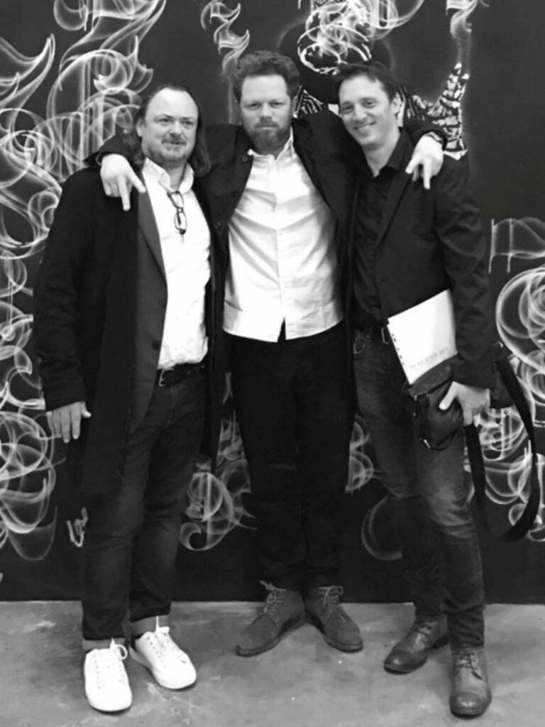 Eric-Brugier-Marchand-d-art-avec-Laurent-Rigail-et-Nick-Walker